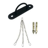 Oval Kesim 2 Dübel Boks Kum Torbası Tavana Asma Aparatı + 3 Kollu Zincir Takımı (Siyah)