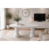 Oval Kupa Açılır Mutfak Masası, Beyaz, 180 Cm