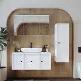 Oval Lavabolu Mat Mdf 105 Cm Çekmeceli Banyo Dolabı + Aynalı Dlp Mat Beyaz