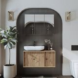 Oval Lavabolu Mat Mdf 90 Cm Çekmeceli Dolap + Aynalı Dlp Atl Atlantik Çam