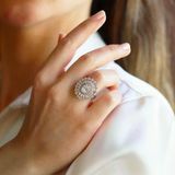 Oval Mekik Taşlı Sky Diamond Gümüş Yüzük
