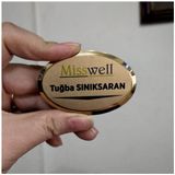 Oval Metal Yaka Isimliği - Gold - 6,7 x 4,5 cm