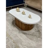 Oval Model 120X60 cm Kalın Kenarlı Orta Sehpa Ahşap Ayaklı - Ceviz