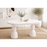 Oval Oscar Açılır Mutfak Masası, Beyaz, 180 Cm