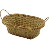 Oval Plastik Hasır Ekmek - Çok Amaçlı Sepet Kulplu - Metal Iskelet TABAN:11X18- AĞIZ:18X24.5CM D:8cm
