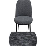 Oval Sandalye Kılıfı Retro Sandalye Örtüsü Lastikli Jakarlı Çubukdesen Tekli Küçük Boy Krem - Antrasit - 53 x 40 cm