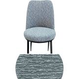 Oval Sandalye Kılıfı Retro Sandalye Örtüsü Lastikli Jakarlı Çubukdesen Tekli Küçük Boy Krem - Gri - 53 x 40 cm