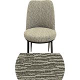 Oval Sandalye Kılıfı Retro Sandalye Örtüsü Lastikli Jakarlı Çubukdesen Tekli Küçük Boy Krem - Vizon - 53 x 40 cm