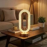 Oval Şeklinde Kristal Led Masa Lambası – Dokunmatik, 3 Renk Işık Modlu, Şarjlı Dekoratif Gece Lambası (5067)
