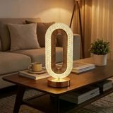 Oval Şeklinde Kristal Led Masa Lambası - Dokunmatik, 3 Renk Işık Modlu, Şarjlı Dekoratif Gece Lambası (5250)