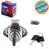 Oval Silindir Mobilya Cekmece Dolap Kilidi Nikel Krom 2 Anahtarli Kilit 22 Mm