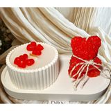 Oval Tabakta,2'li Set, Çikolata Kokulu Mum ve Kırmızı Ayıcıklı Mum