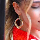 Oval Trend Dörtgen Gold Gümüş Küpe