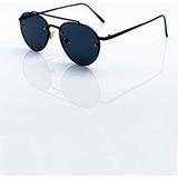 Oval Unisex Güneş Gözlük Metal Çerçeve - Siyah