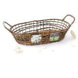 Oval Yayvan Hasır Sepet Kumsalda Şarap Keyfi Büyük 44x23,5 cm