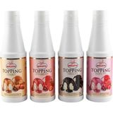 Ovalette Topping 4’lü Sos Seti Çilek, Karamel, Çikolata ve Frambuaz 1 kg – Waffle, Pancake ve Tatlı Sunumları Için Profesyonel Sos Seti - 4 kg