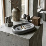 Ovalia Minimal Gri Dekoratif Tabak | Modern Tasarım Dekoratif Kase | Masa Üstü Aksesuarı