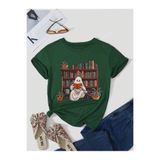 over head oh Kadın Nefti Yeşili Hayalet Kitaplık Baskılı Oversıze T-shirt