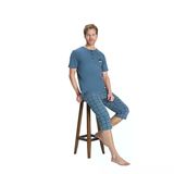 Over Sleep 2380 Erkek Süprem Büyük Beden Kapri Yazlık Pijama Takım (L-Xl-2Xl-3Xl)