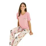 Over Sleep 3348 Kadın Viskon Yazlık Pijama Takım (S-M-L-Xl)