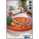 Overbazaar Oyuncak Saklama & Oyun Alanı Çantası – 120×120 cm, Su Geçirmez, Büzgülü Toplanabilir