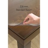 Overdal 2,6 mm Şeffaf Kalın PVC Masa Örtüsü Kaymaz Silinebilir Masa Koruyucu