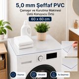 Overdal 5,0 mm Şeffaf PVC Çamaşır Makinesi Kurutma Makinesi Üstü Koruyucu Örtü Kaymaz Silinebilir 60x60 cm - Naturel