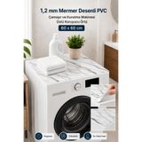 Overdal Mermer Desenli PVC Çamaşır ve Kurutma Makinesi Üstü Koruyucu Örtü Kaymaz Silinebilir 60x60 cm - D01