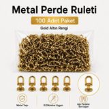 Overdal Metal Perde Ruleti Korniş Halkası Metal Rulet Perde Düğmesi 100 Adet Gold Altın Rengi Avantajlı Paket