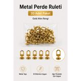 Overdal Metal Perde Ruleti Korniş Halkası Metal Rulet Perde Düğmesi 20 Adet Gold Altın Rengi Ekonomik Paket