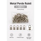 Overdal Metal Perde Ruleti Korniş Halkası Metal Rulet Perde Düğmesi 20 Adet Gümüş Rengi Ekonomik Paket