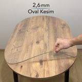 Overdal Oval 2,6 mm Şeffaf Kalın Pvc Masa Örtüsü Kaymaz Silinebilir Masa Koruyucu (Düz Hatlı Masa Uyumlu) - Naturel - 100 x 200 cm
