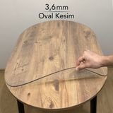 Overdal Oval 3,6 mm Şeffaf Kalın Pvc Masa Örtüsü Kaymaz Silinebilir Masa Koruyucu (Düz Hatlı Masa Uyumlu) - Naturel - 80 x 60 cm