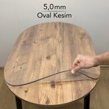 Overdal Oval 5,0 mm Şeffaf Kalın Pvc Masa Örtüsü Kaymaz Silinebilir Masa Koruyucu (Düz Hatlı Masa Uyumlu) - Naturel - 70 x 170 cm
