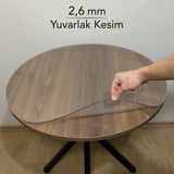 Overdal Yuvarlak 2,6 mm Şeffaf Kalın Pvc Masa Örtüsü Kaymaz Silinebilir Masa Koruyucu - 0002 - Beyaz - 60 x 60 cm