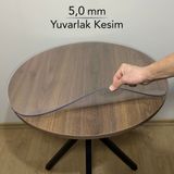 Overdal Yuvarlak 5,0 mm Şeffaf Kalın Pvc Masa Örtüsü Kaymaz Silinebilir Masa Koruyucu - 95 x 95 cm