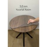 Overdal Yuvarlak 5,0 mm Şeffaf Kalın PVC Masa Örtüsü Kaymaz Silinebilir Masa Koruyucu