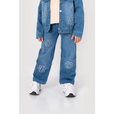 Overdo Kız Çocuk Çiçek Desenli Jean Pantolon - Mavi - 6 Yaş