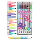 Overlay Fosforlu Kalem 6+6 Renk 1 Paket 12 Renk İnce Ve Kesik Uçlu Fosforlu İşaretleme Kalemi Keçe Uçlu Kalem