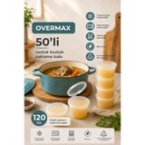 OVERMAX 50 Adet 120 ml Sızdırmaz Kapaklı Saklama Kabı | Mini Saklama Kabı, Buzluk Kabı, Sosluk, Et & Kemik Suyu Kabı