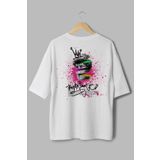Overoz %100 Pamuk Oversize Tshirt Yunan Heykeli Sırt Baskılı T-shirt Bisiklet Yaka Beyaz Tişört T1041