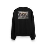 Overoz 777 Numeroloji Spiritüel Sırt Baskılı Siyah Oversize Sweatshirt S1211, L