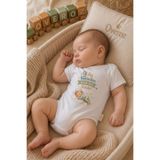 Overoz 9 Ay Bekledim Yazılı Bebek Zıbın Erkek Kız Bebek Body Çıtçıtlı Beyaz Kısa Kollu Badi Tulum Bebek Hediyelik 5683-9