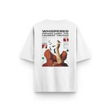 Overoz Beyaz Oversize Tshirt Sürreal İllüstrasyon Sırt Baskılı Oversize Yazılı Unisex Tişört 1354, S