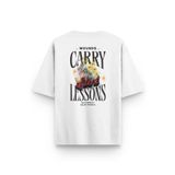 Overoz Beyaz Oversize Tshirt Tipografik Sırt Baskılı Oversize Yazılı Unisex Tişört 1349, XL