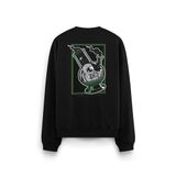 Overoz Bong Astronot Sırt Baskılı Siyah Oversize Sweatshirt S1198, XL