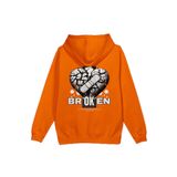 Overoz Broken Heart Kırık Kalp Sırt Baskılı Kapüşonlu Oversize Sweatshirt Turuncu Hoodie H1224, L