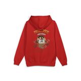 OverOz Canavar Sırt Baskılı Kapüşonlu Yarı Oversize Sweatshirt Hoodie, L, H1392, Kırmızı, üniseks-yetişkin