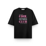 Overoz Cool Mother Anne Yazılı Yarı Oversize T-shirt Baby Shower Siyah Tişört Parti Tshirt 1413