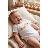 Overoz Dedesinin Balı Yazılı Bebek Zıbın Erkek Kız Bebek Body Çıtçıtlı Beyaz Kısa Kollu Badi Tulum Bebek Hediyelik 5683-23
